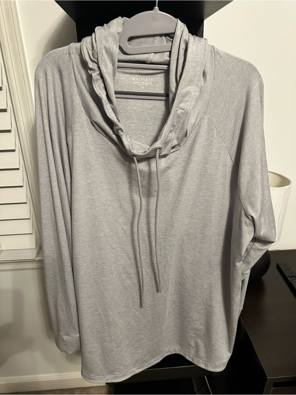 Athleta Light Gray Women's Cowl Neck Pullover Hoodie
